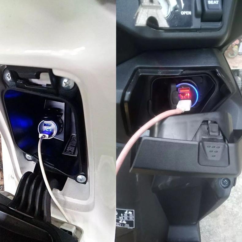 PREMIUM 2 PORT USB FAST CHARGING CHARGER MOBIL CHARGER MOTOR BEAT DELUXE NMAX PENGISI DAYA PONSEL UN