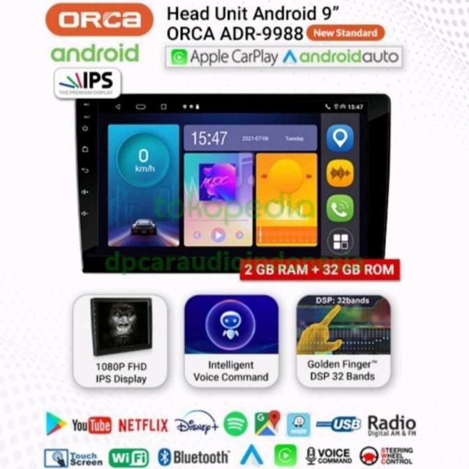 Promo Android 9 inch Orca Ram 2 /32 headunit Double Din bluetooth mirrorlink Diskon