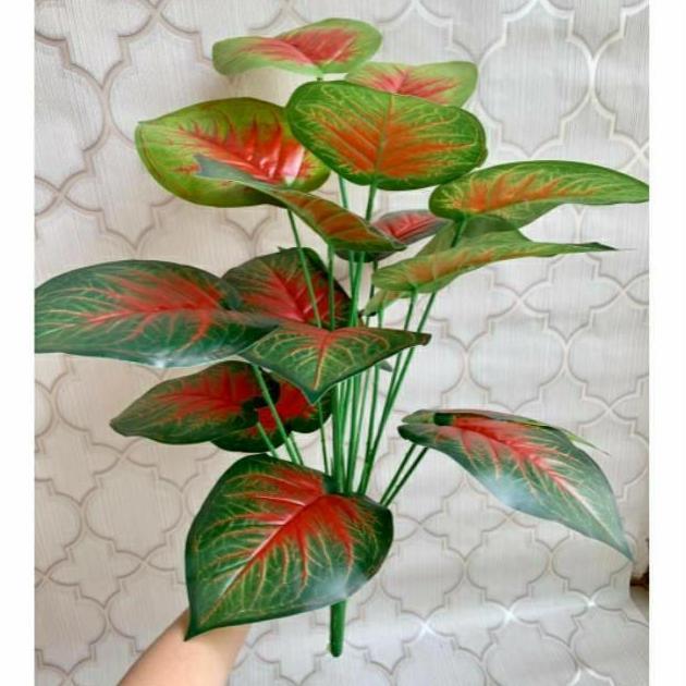 * DAUN KELADI MERAH ARTEFICIAL//DAUN TALAS MERAH PALSU//DAUN PLASTIK ''