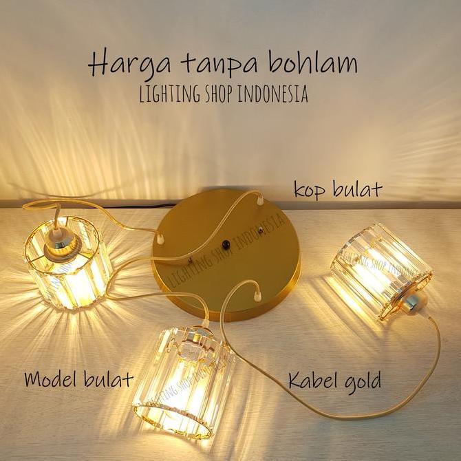 TERBARU - Lampu gantung kaca kristal 3in1 void kop bulat modern meja makan 1set