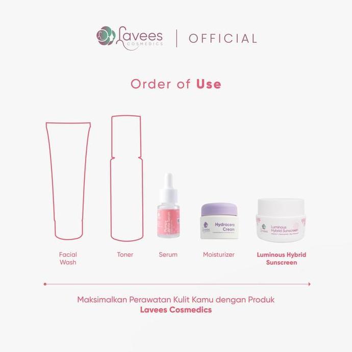 Langsung- [Dokter Monita Approved] Lavees Cosmedics - Luminous Hybrid Sunscreen [Krim Siang Flek Mel