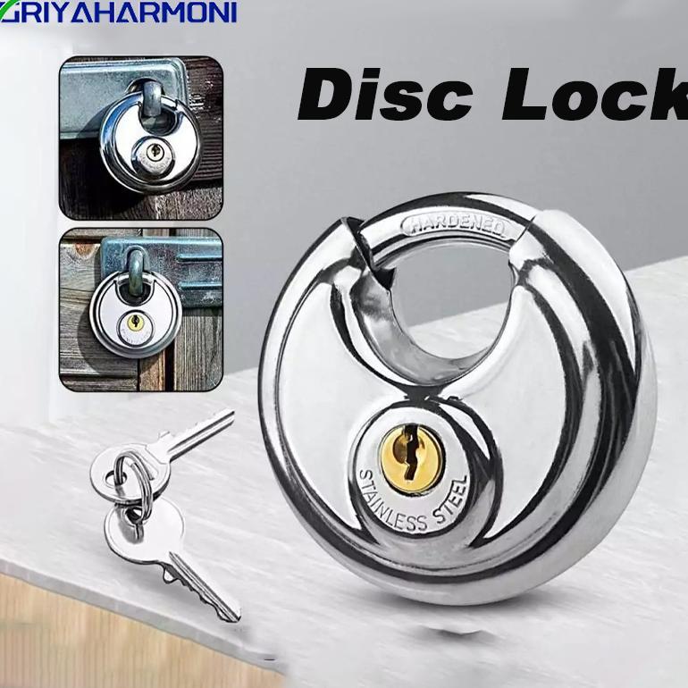 TERLARIS Gembok Bulat Padlock Stainless 70 Mm - Gembok Cakram 70mm - 70mm Kunci Gembok Bulat Anti Ma