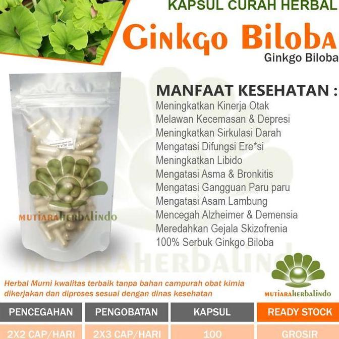 Bisasehat- Kapsul Curah Herbal Ginkgo Biloba 100 Libido Anti Aging Kinerja Otak