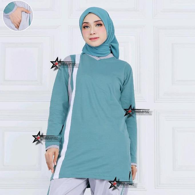 Bagusbanget- Atasan Kaos Olahraga Senam Tunik Muslimah /  Atasan Baju Olahraga Wanita Muslimah Syar'