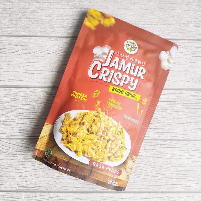 Belisekarang- D Veggie Jamur Crispy 50Gr Snack Vegetarian Vegan Tanpa Bawang Non Msg