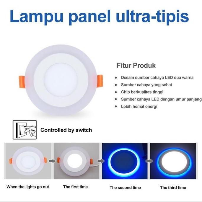 Lansungkirim- Golden Led Lampu Downlight Led 3 Warna 6Watt Downlight Panel/Putih/Kuning Lampu Plafon