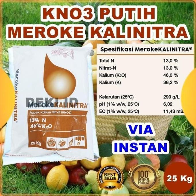 Kalinitra Meroke 25 Kg Via Instan Pupuk KNO3 Putih Kemasan Pabrik Nutrisi Generatif Tanaman Deki