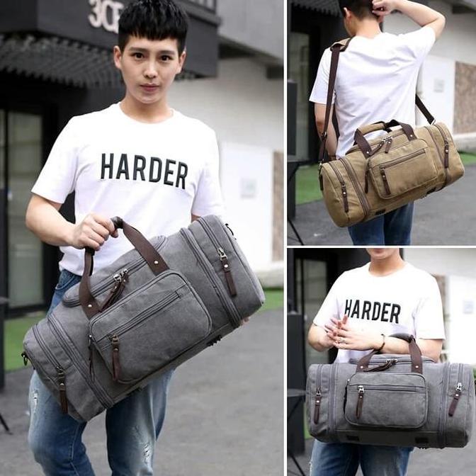 travel bag tas selempang bahu pria tas pakaian jinjing kanvas 6042