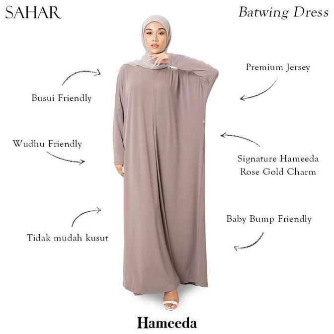 Sekarangaja- Hameeda - Sahar Batwing Dress | Loose Jersey Dress Busui Gamis Basic Gold Lembut