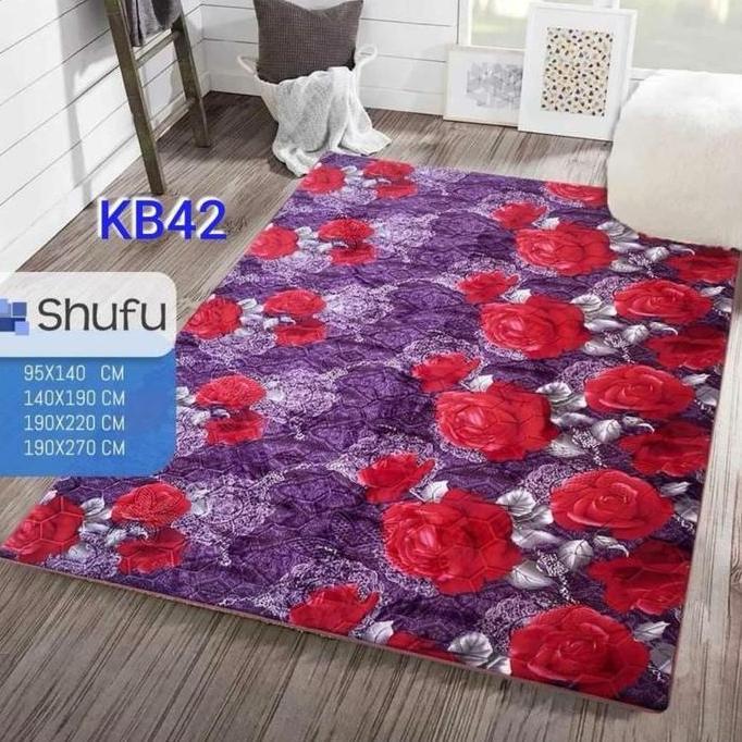 * KARPET MALAYSIA SHUFU UKURAN 190X270CM KETEBALAN 18MM MOTIF KEMBANG BUNGA SHUFU KARPET SHUFU *