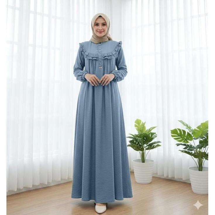 Grosir Gamis Wanita Muslim - Gamis Crinkle Airflow Premium - Gamis Polos Jumbo