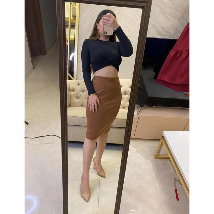 DF117 >> Rok span pendek scuba 6353 / rok span/ rok pendek pinggang full karet