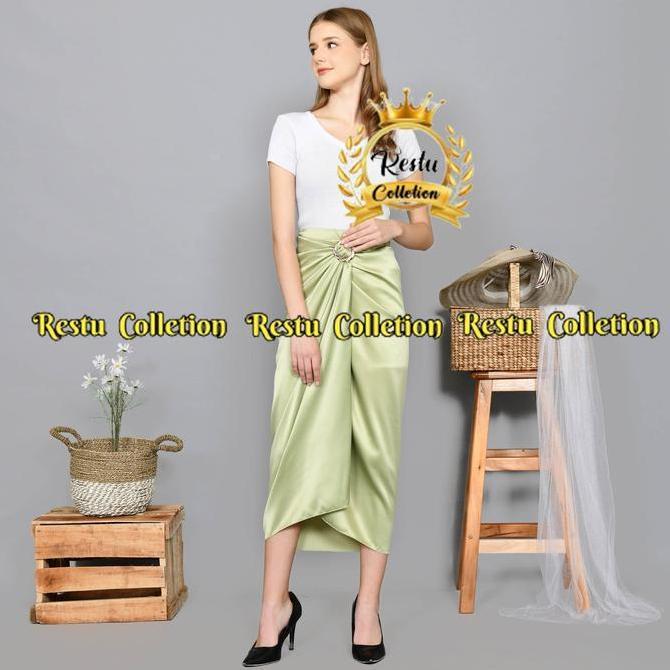 DE188 - ROK LILIT POLOS BAWAHAN KEBAYA WISUDA BAHAN SATIN VALVET PREMIUM Kain Maxi Motif Panjang Ser