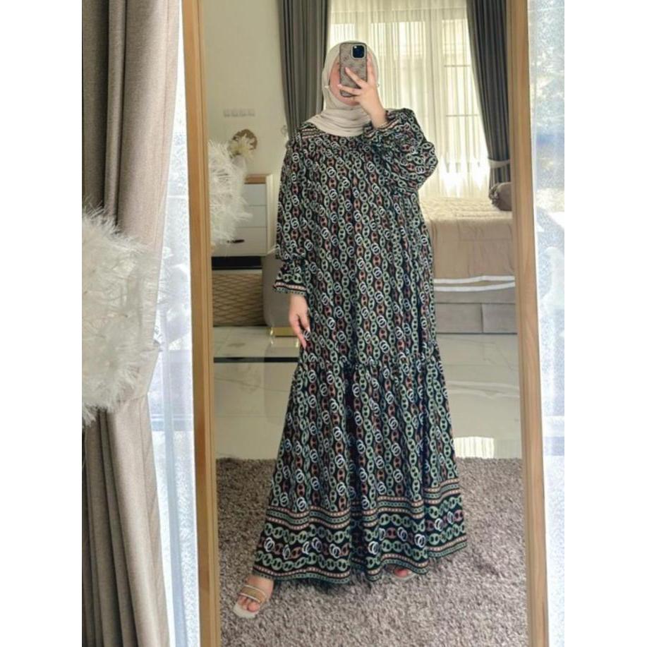 Limited Gamis Slavina Rayon Premium Dress Muslim Wanita Motif Rempel