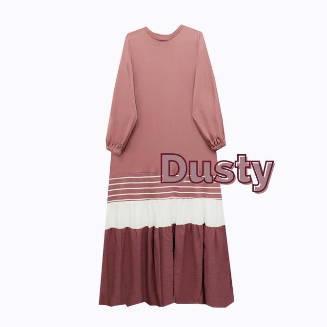 Discount Diana Dress Cantik By Tunicis Gamis Muslim Lembut Santai Combed Stripe