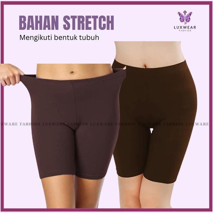 DV64 - Hotpants Wanita 2 Pcs Shortpants Celana Dalaman Wanita Pendek Hitam Polos Sepaha Dewasa Bahan