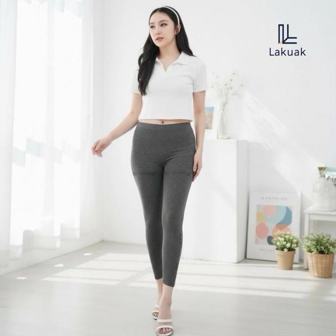 DF52 - Leging Kaos Wanita Dewasa Panjang - Lejing Wanita Tebal Celana Legging Lembut Hitam