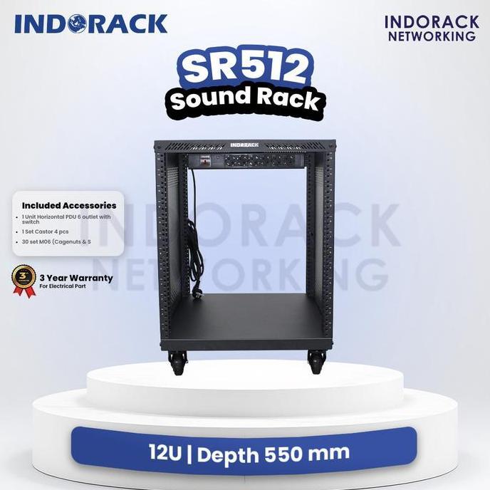 Promo INDORACK Audio Rack 12U Depth 550mm Rak Audio Sound System Mixer SR512 Diskon