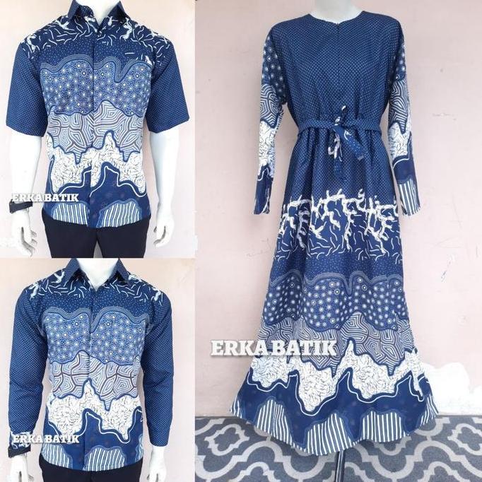 Baju Gamis Batik Couple Motif Abstrak Denim