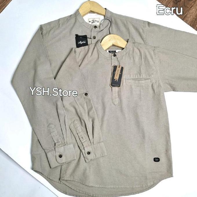 Agera ECRU Baju Kurta Kemeja Koko Kemko Pasangan Couple Ayah dan Anak Lengan Panjang Dan Pendek Kanc