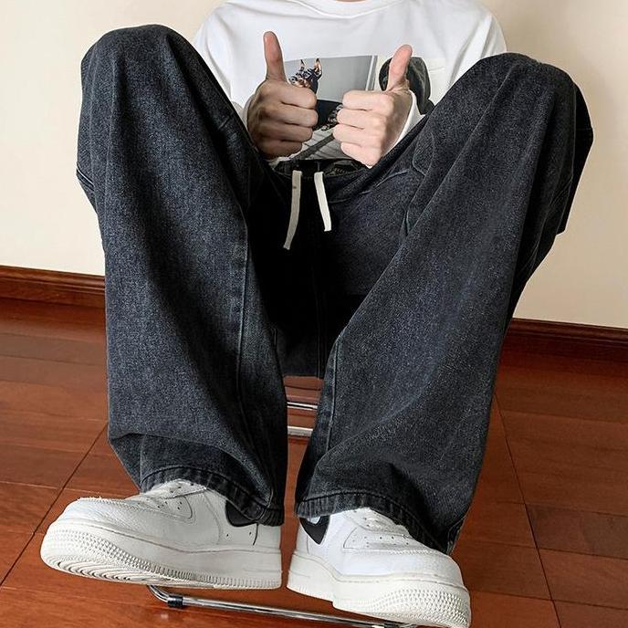 Premium Celana Jeans Pria Elastis Celana Gombrong Pria Celana Kulot Pria Panjang Kulot Korean Style 