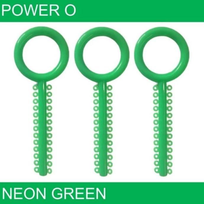 POWER O AO Neon Green Karet Gigi dental Ligature tie isi 10 stick