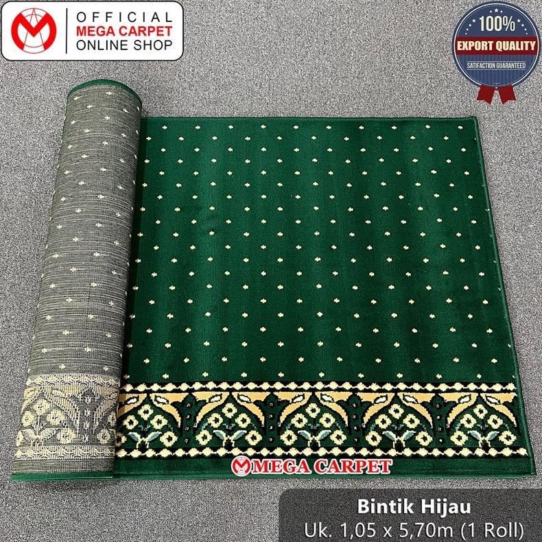 [TERBAIK] Sajadah Rol / Karpet Masjid Mushola (1 Rol ukuran 1,05 x 5,70 meter) - Motif Bintik Hijau