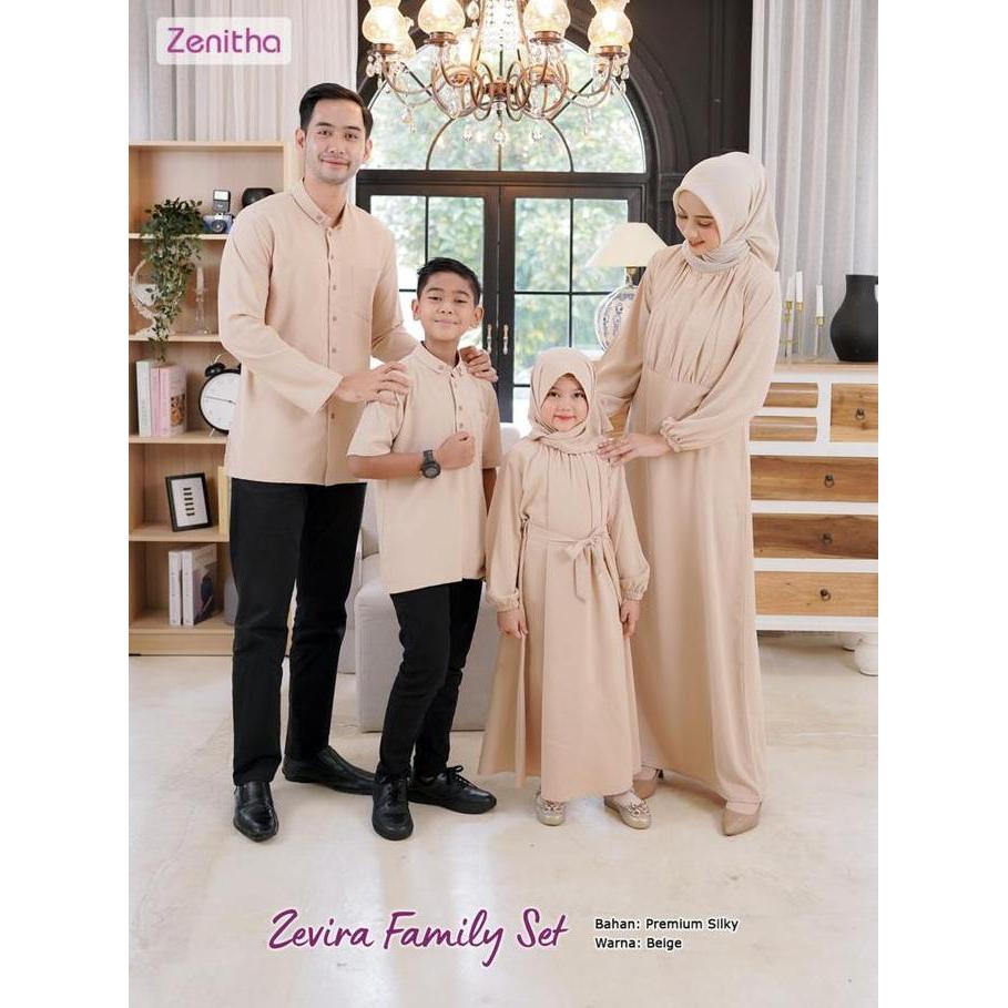 Zenitha-  Zevira Family Beige/Taupe Set Sarimbit Keluarga Lebaran Couple Family Set Premium