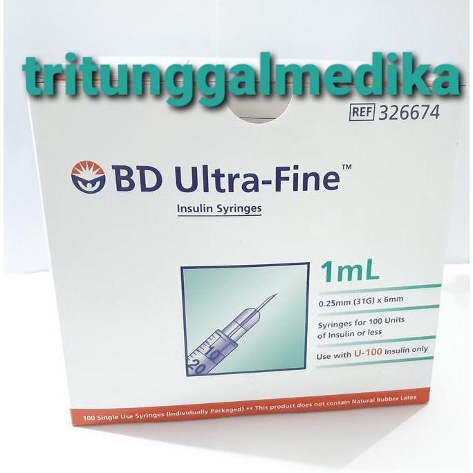 TERMURAH - BD Ultrafine Insulin Syringe 1ml Per BOX (Isi 100 Pcs)