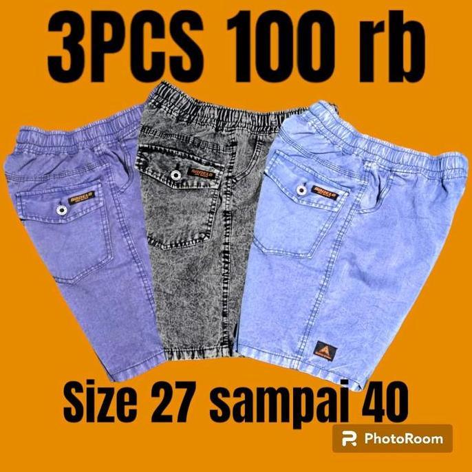 Grade Ori 3 Pcs Celana Pendek Pria Santai Jeans Boardshort | Celana Pendek Dewasa Murah Keren Pingga