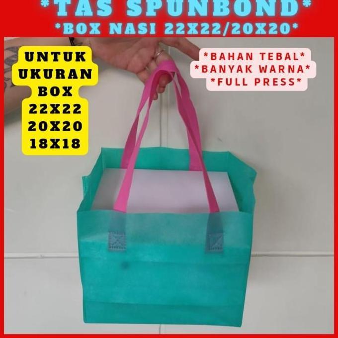 Tas spunbond kotak nasi / box nasi 22x22 20x20 18x18 / tas hajatan