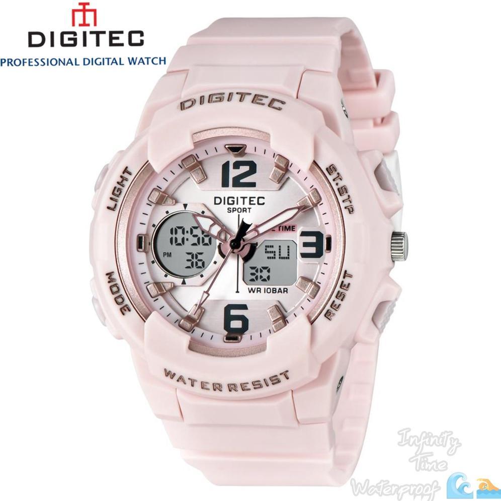 SUPER DEAL Jam Tangan Cewek Digitec DG4120T 4120 Analog Digital Dualtime Strap Rubber Kualitas Origi