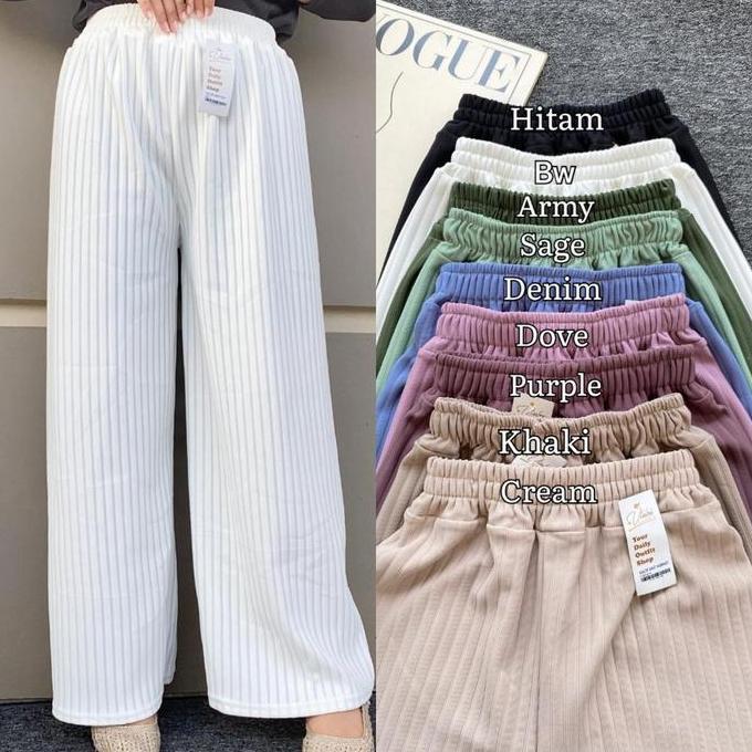 Termurah Alimama - Kulot Hornet - Celana Panjang Premium Daily Knit Crinkle Wanita Perempuan Murah M