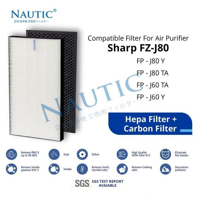 HEPA FILTER SHARP FP J60Y-W FP J80Y-H FP-J80Y FP-J60Y Replacment
