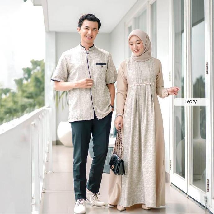 Baju couple pasangan lebaran 2025 - Couple abaya muslim model terbaru - Gamis couple lebaran remaja 