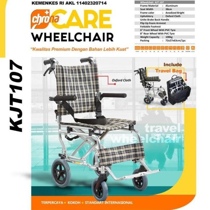 KURSI RODA TRAVEL ALUMINIUM KJT107 / KURSI RODA TRAVELING CHRONA CARE / Kursi Roda Manual