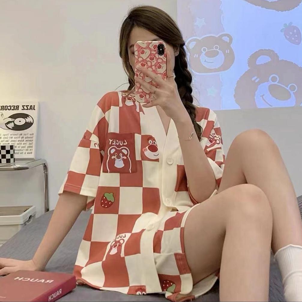 Terbaru Yooyi Baju Tidur Wanita Set Dewasa Sexy Jumbo Celana Pendek Piyama Hp Perempuan Model Kemeja