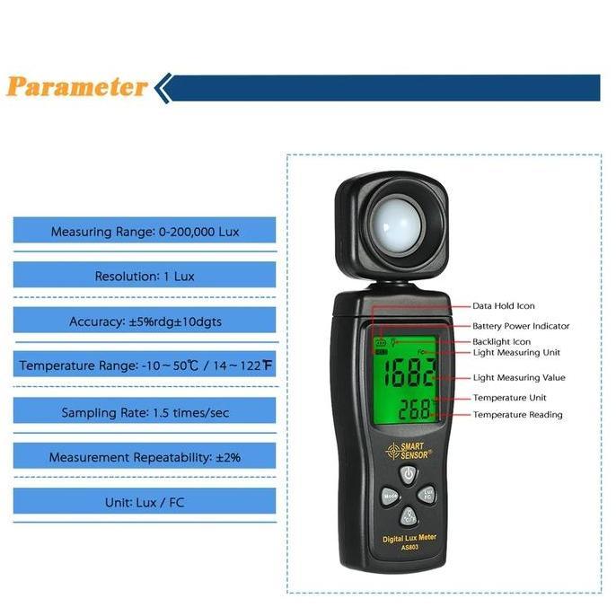 pengukur jntensitas cahaya lux meter-fotometer-luminometer-light meter
