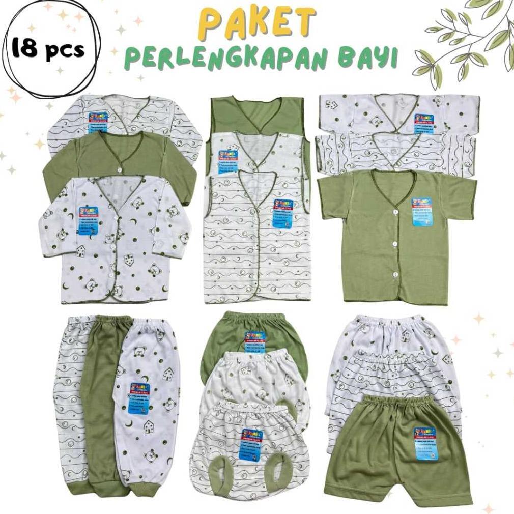 Hot Product Paket Baju Bayi 18 Pcs Hijau Sage Hemat Pakaian Bayi Newborn Netral