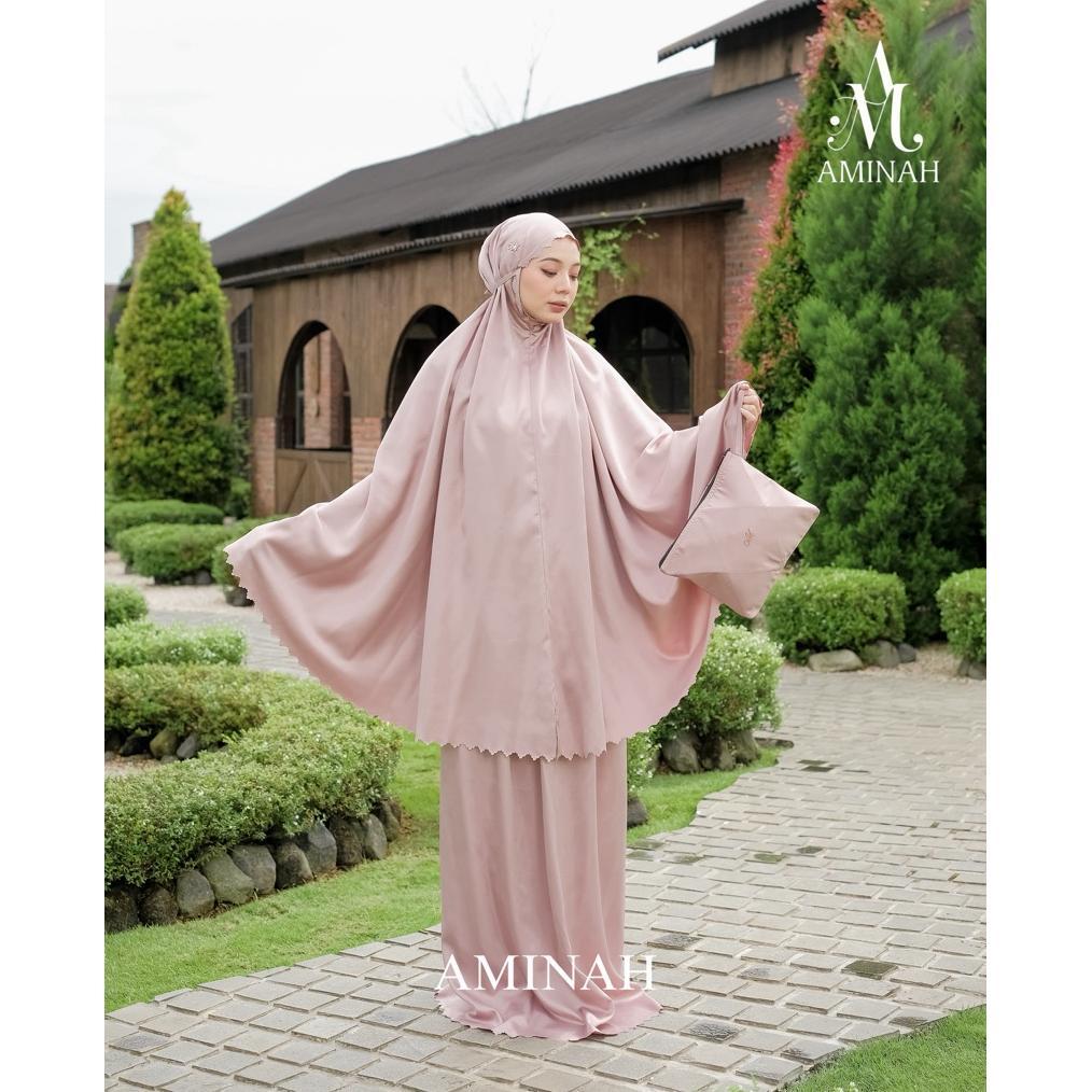 Gratis Ongkir Aminah - Mukena Dewasa Silky Traveling Daily Aminah Lasercut