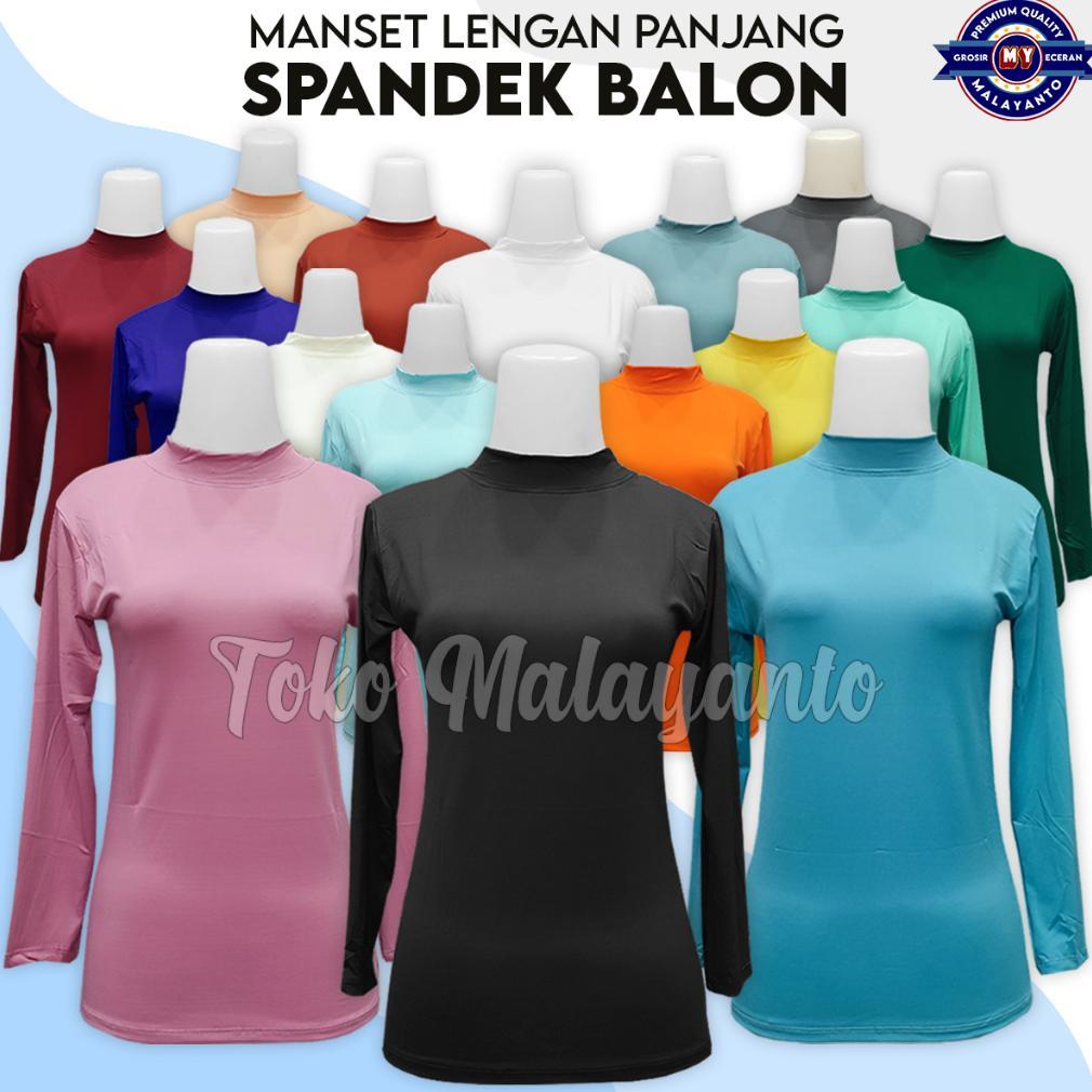 Grade Ori Manset Baju Kebaya Lengan Panjang Wanita Polos Bahan Spandek Balon Licin Dalaman Perempuan