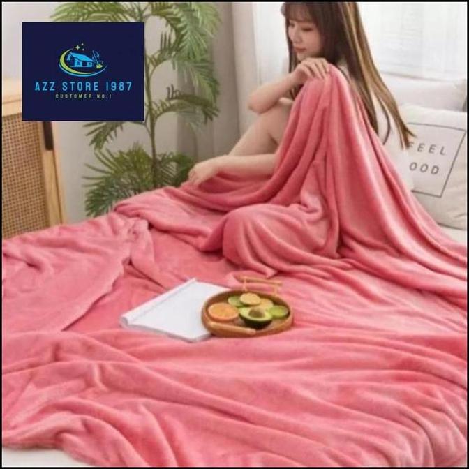 Selimut Bulu Halus Tebal Selimut Polos SALUR LIST Selimut Dewasa Jumbo