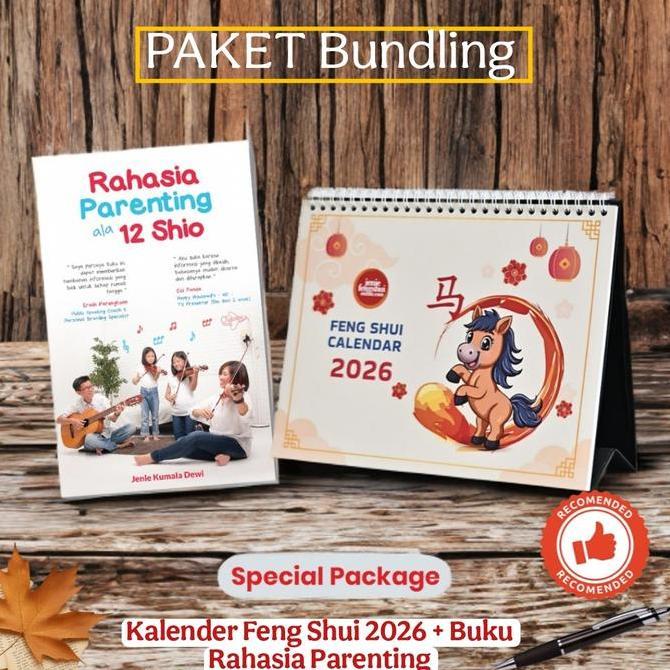 BEBAS ONGKIR - Special Package Paket Kalender Fengs Shui 2026  Shio Kuda Api & Buku Parenting