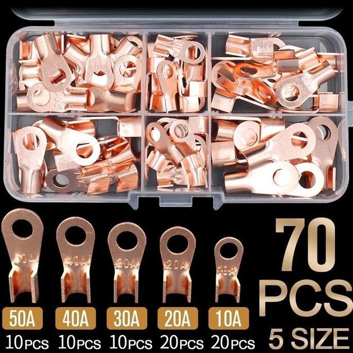 RAMADHAN_GROSIR - 70PCS SKUN SOKET KONEKTOR TERMINAL GEPENG TEMBAGA MURNI KABEL CABLE LUG TERMINAL I