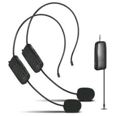 REBEKA.TOKO - MIC WIRELESS MICROPHONE 2.4G HEADSET BANDO 2 MIC RECHARGEABLE