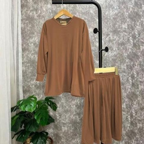 Harga Miring Setalan Anak Jersey Couple One Set Muslim ( Tunik - Kulot ) Free Hijab Setelan Kekinian