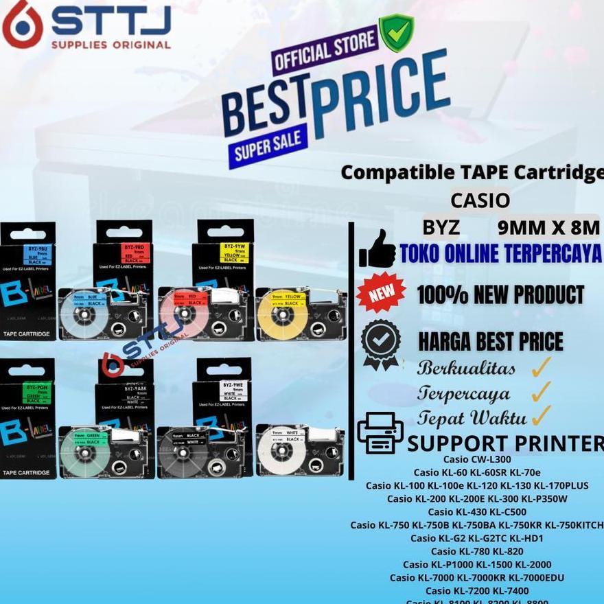 Label Tape Casio 9mm 8m Compatible Printer KL60 KL120 KL7400 KL820