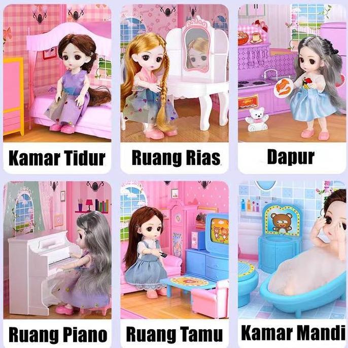 RuiLin Mainan Rumah Boneka Jumbo Bahan Plastik Rumah Rumahan Anak Perempuan DIY Princess Castle PEM