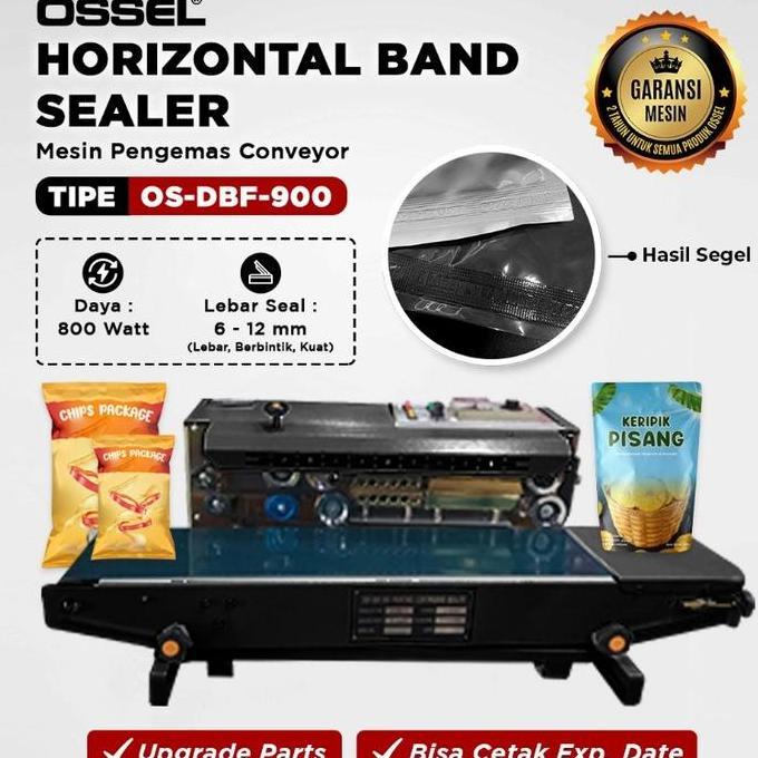 CONTINOUS BAND SEALER HORIZONTAL PENYEGEL PLASTIK OSSEL DBF-900  MESIN ORIGINAL DAN TERPERCAYA
