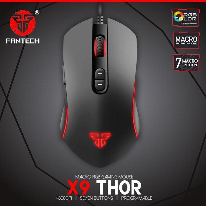 TERBARU - Fantech Gaming Mouse Macro X9 THOR Original RGB 7D Programmable 4800 Dpi PB & KANATA VX9 6